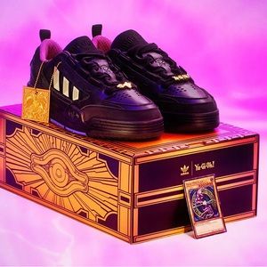Yu gi oh adidas shoes with sealed dark Magician promo card